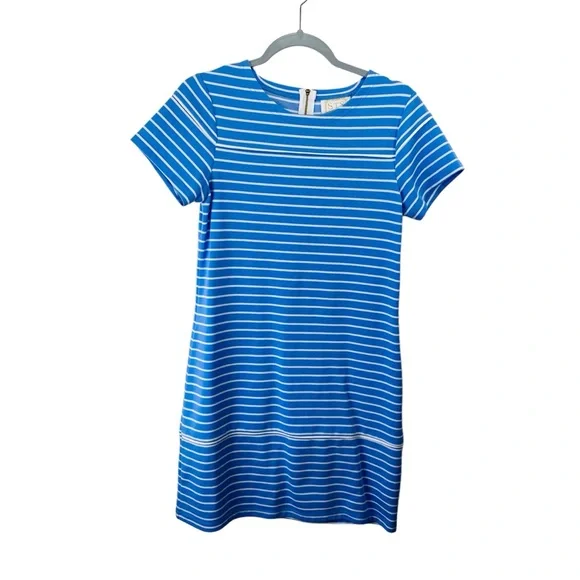 STS Sail To Sable Shift Dress Womens S Blue Striped Short Sleeve Crew Neck Coast - Picture 3 of 9